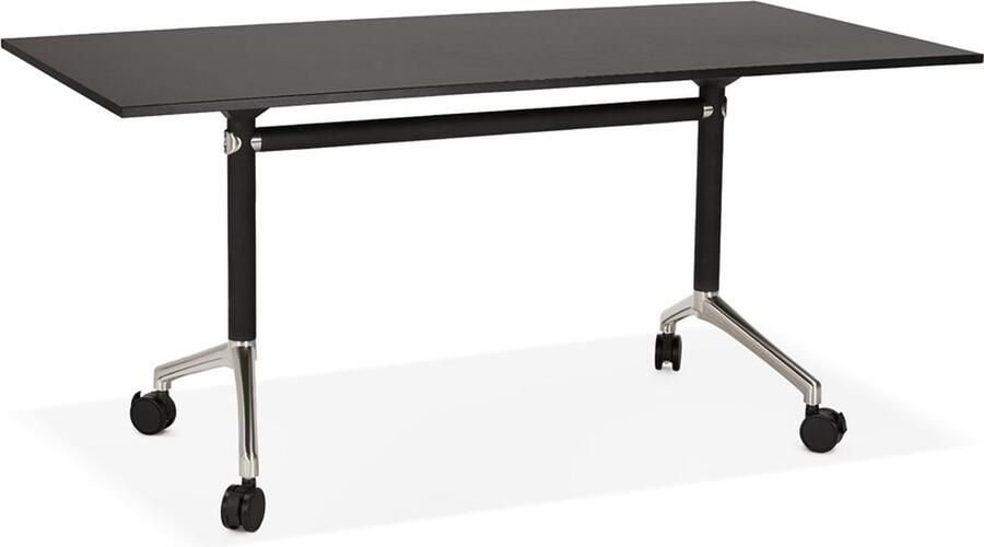 Alterego Design Alterego FLEXO COMPLET FLEXO zwart klapbureau op wielen Recht bureau Zwart 160x80x73 cm