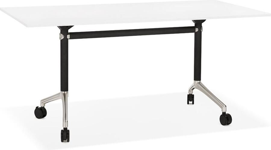 Alterego Design Alterego Groot opklapbaar bureau 'FLEXO' wit op wielen 160x80 cm