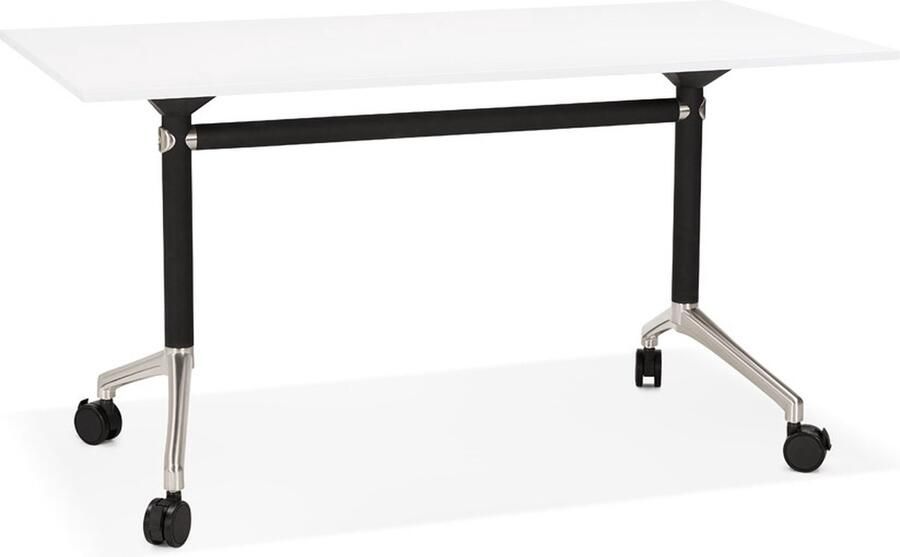 Alterego Design Alterego Opvouwbaar bureau 'FLEXO' wit op wielen 140x70 cm