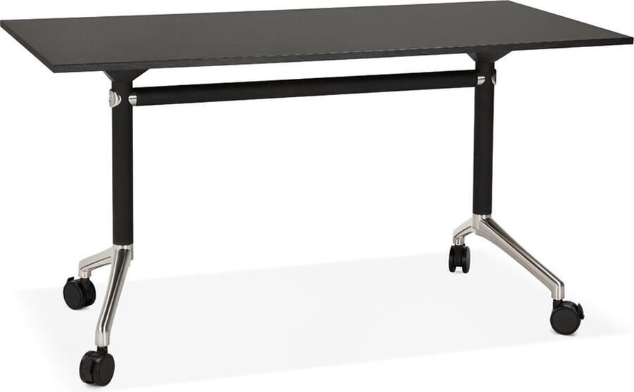 Alterego Design Alterego Opvouwbaar bureau 'FLEXO' zwart op wielen 140x70 cm