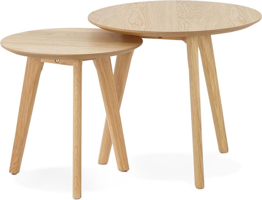 Alterego Design Alterego GABY Ronde nesttafels Bruin 50x50x45 cm