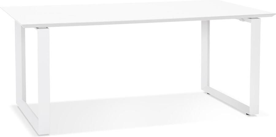 Alterego Design Alterego Grote rechte directiebureau 'GIMINI' van hout en wit metaal 180x90 cm