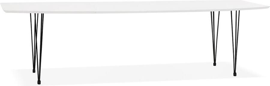 Alterego Design Alterego Uitschuifbare design eettafel 'HUSKI' wit met zwart metalen voeten industriële stijl 170(270)x100 cm