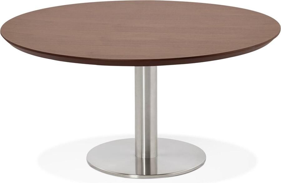 Alterego Design Alterego Lage loungetafel AGUA met notenhouten afwerking Ø 90 cm