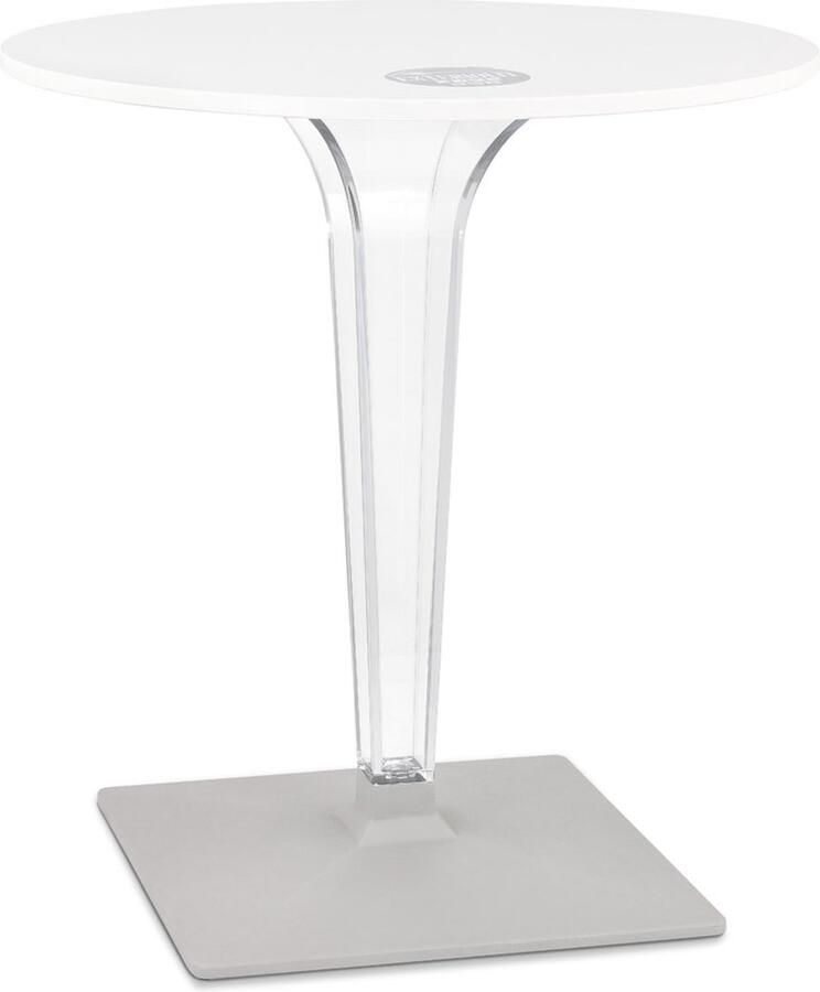 Alterego Design Alterego Witte ronde terrastafel 'LIMPID' voor binnen buiten Ø 68 cm