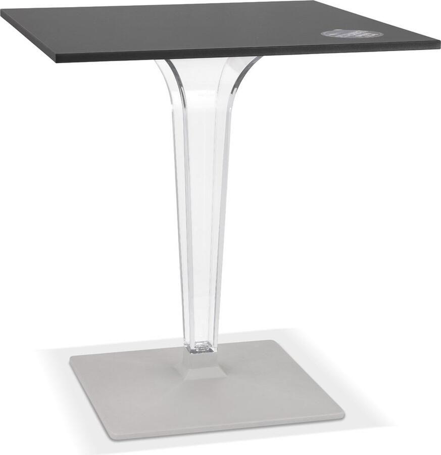 Alterego Design Alterego Zwarte vierkante terrastafel 'LIMPID' voor binnen buiten 68x68 cm