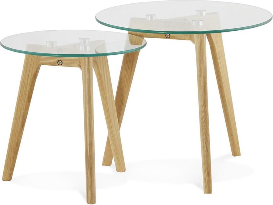Alterego Design Alterego LOVYOU Ronde nesttafel Transparant 50x50x45 cm