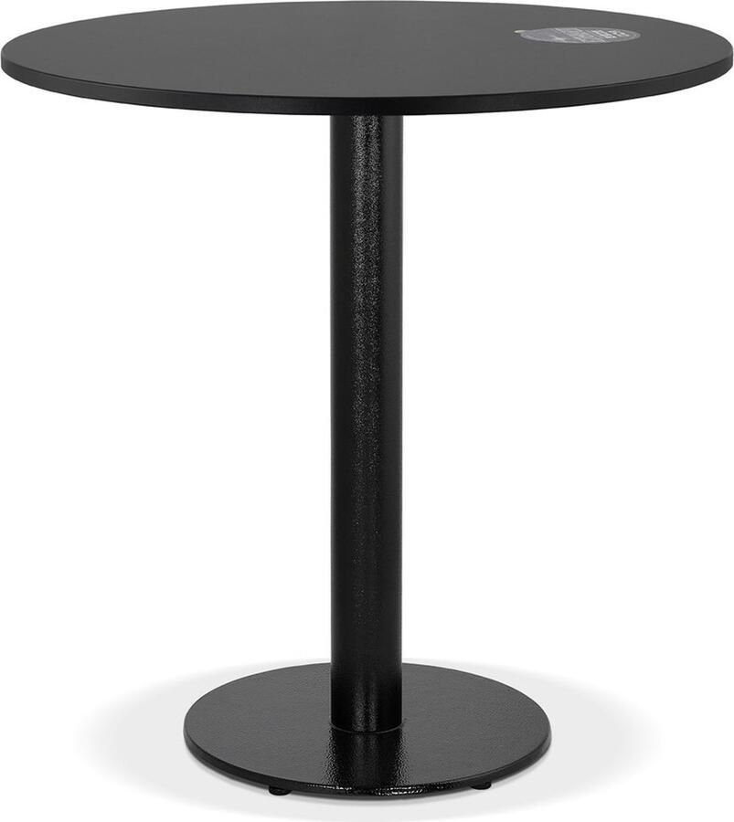 Alterego Design Alterego Rond eettafeltje 'LUCETTE' van hout en zwart gietijzer Ø 68 cm