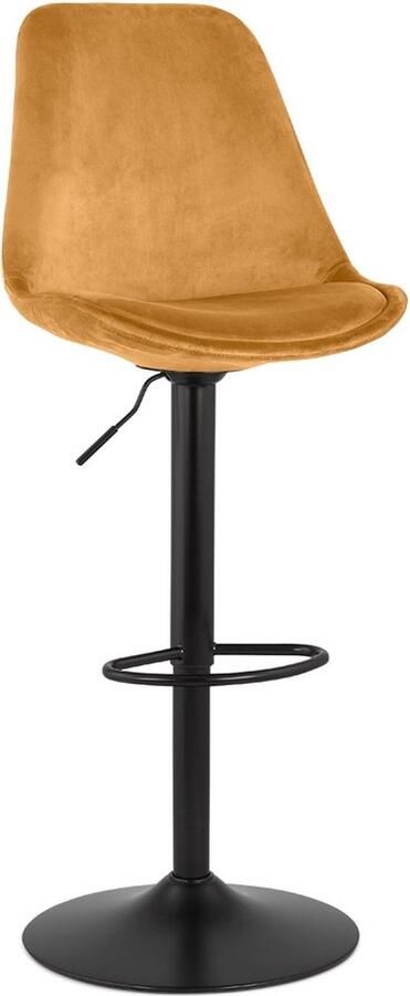Alterego Design Alterego Verstelbare kruk 'MIKE' van mosterd fluweel met zwarte poot