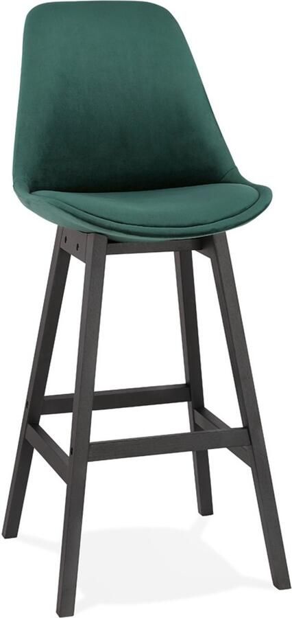 Alterego Design Alterego Barkruk 'MORISS' in groen fluweel en poten in zwart hout