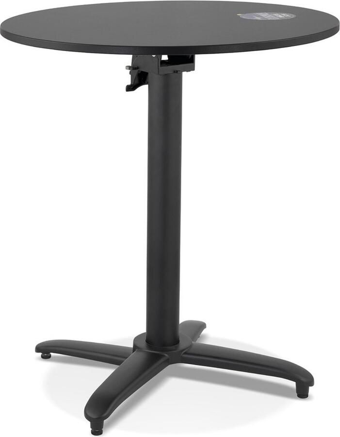 Alterego Design Alterego Opvouwbare ronde zwarte terrastafel 'NOCTALI' Ø 68 cm