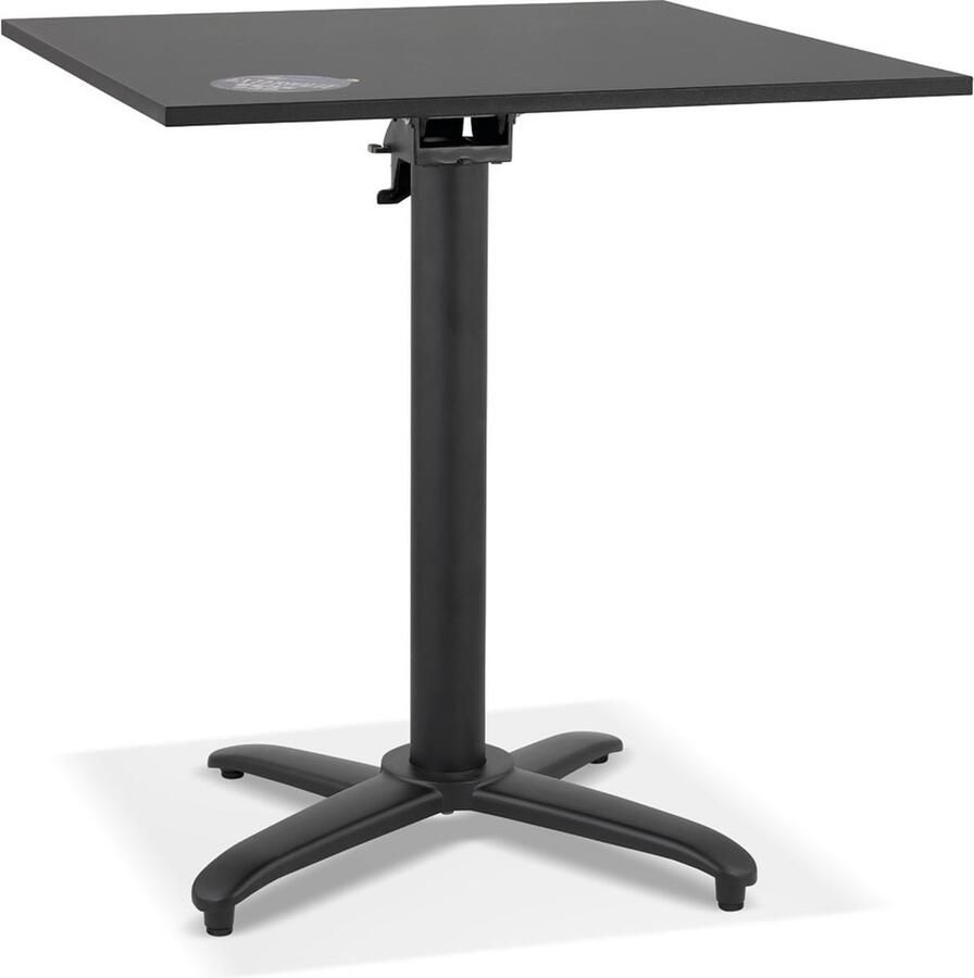 Alterego Design Alterego Opvouwbare vierkante zwarte terrastafel 'NOCTALI' 68x68 cm
