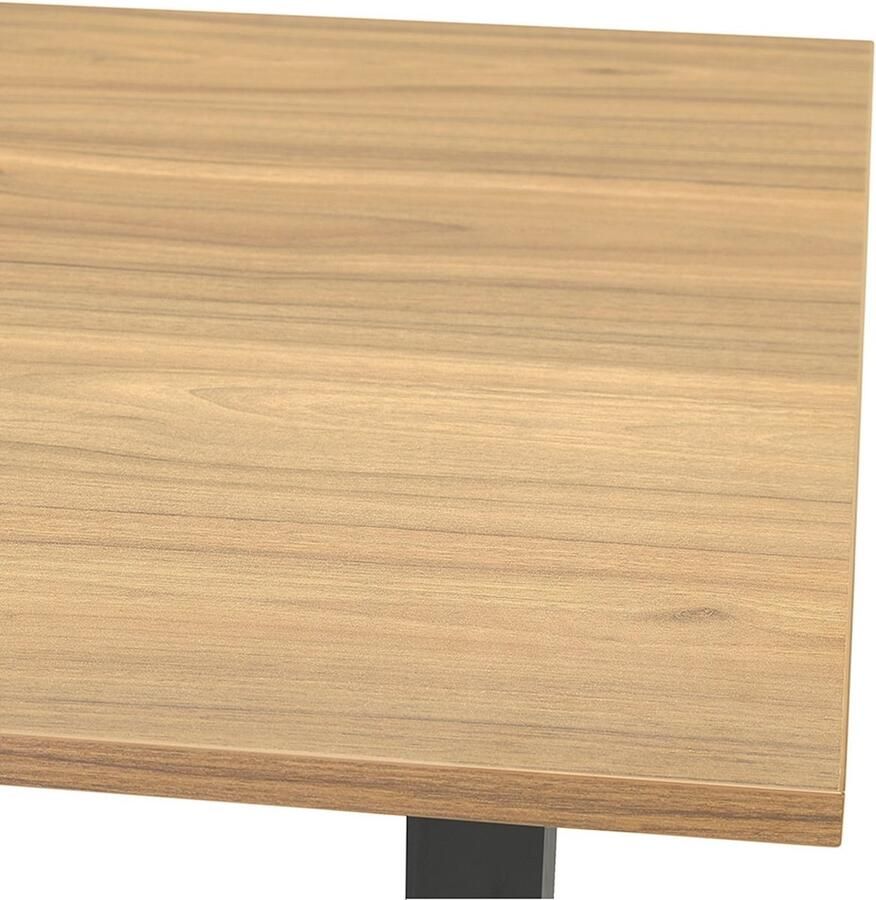 Alterego Design Alterego In hoogte verstelbare bureau 'OSMOSE' van natuurlijk afgewerkt hout en zwart metaal 140x70 cm