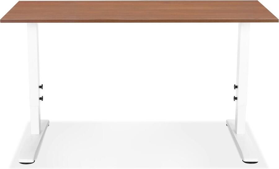 Alterego Design Alterego In hoogte verstelbare bureau 'OSMOSE' van notenhout en wit metaal 140x70 cm - Foto 2