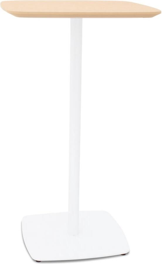 Alterego Design Alterego Hoge tafel 'PATATI' in hout met natuurlijke afwerking en wit metaal 60X60 CM 60x60x103 cm