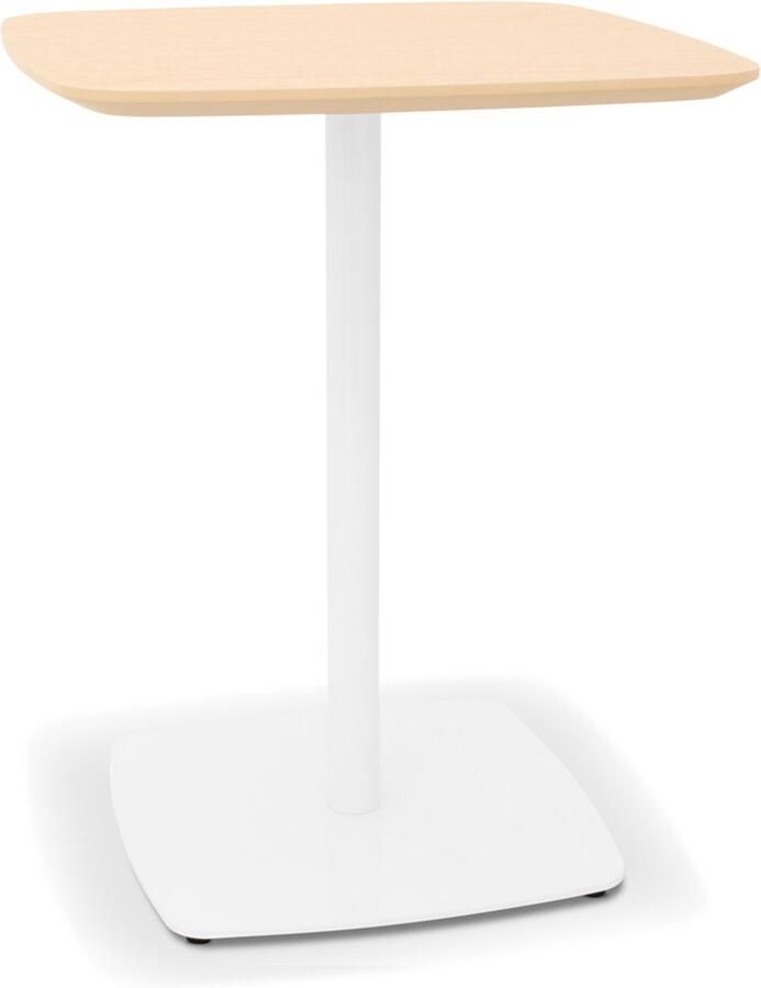 Alterego Design Alterego Kleine eettafel 'PATATI' in hout met natuurlijke afwerking en wit metaal 60X60 CM 60x60x75 cm