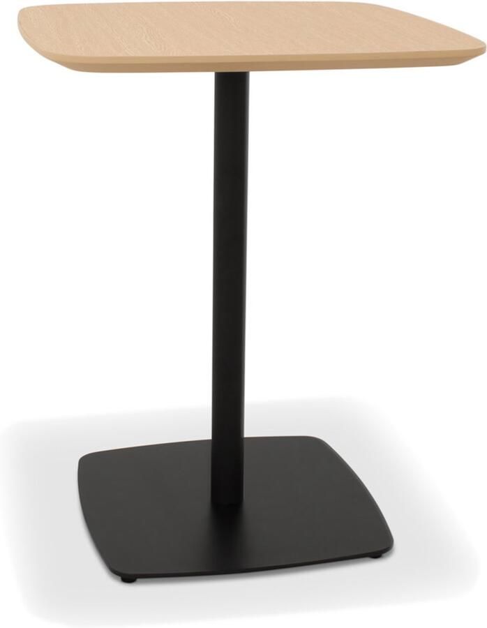 Alterego Design Alterego Kleine eettafel 'PATATI' in hout met natuurlijke afwerking en zwart metaal 60X60 CM 60x60x75 cm