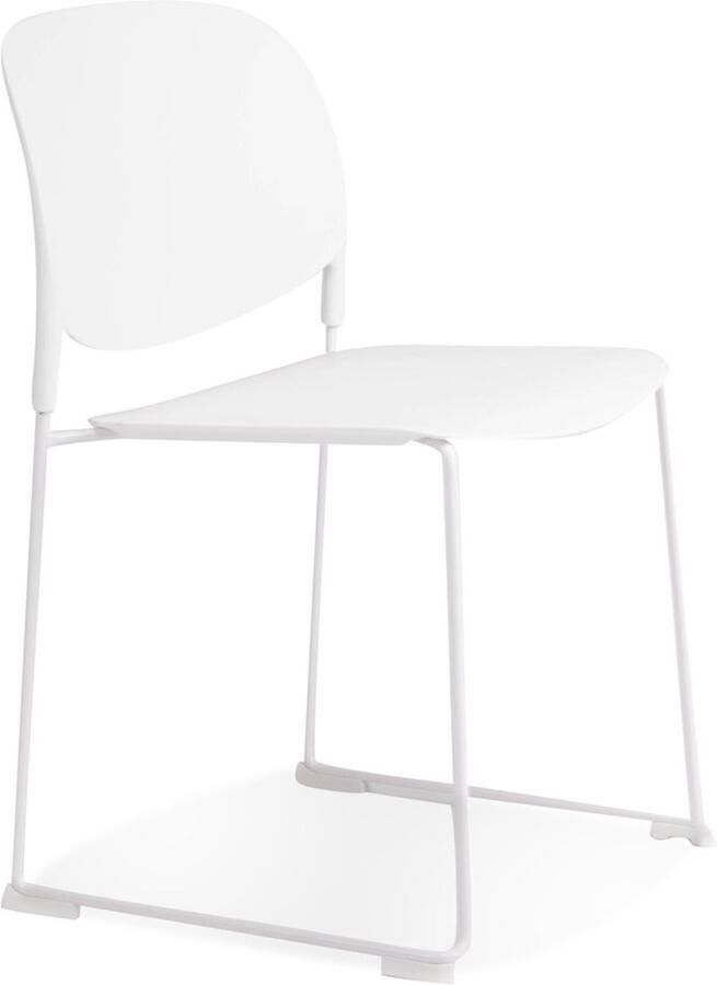 Alterego Design Alterego Stoel 'PILA' wit met kunststof zitting en metalen structuur