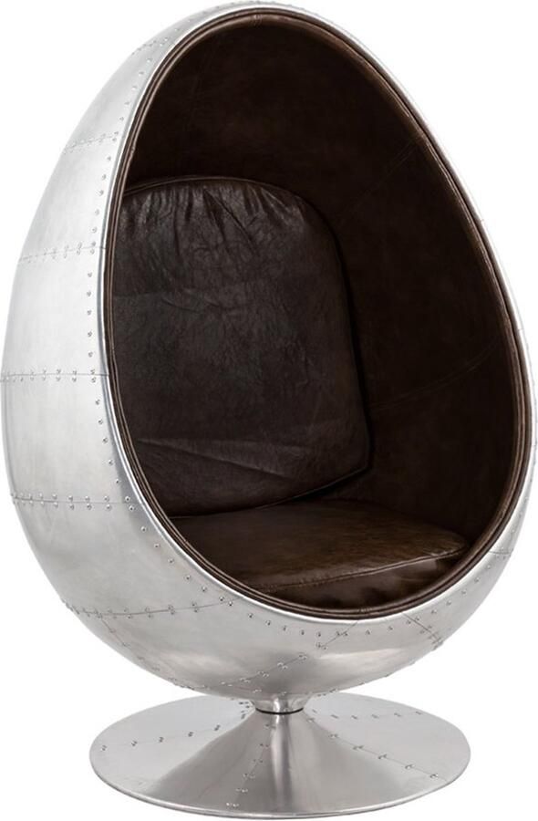 Alterego Design Alterego Grijs en bruine eistoel 'PILOT' uit imitatieleder