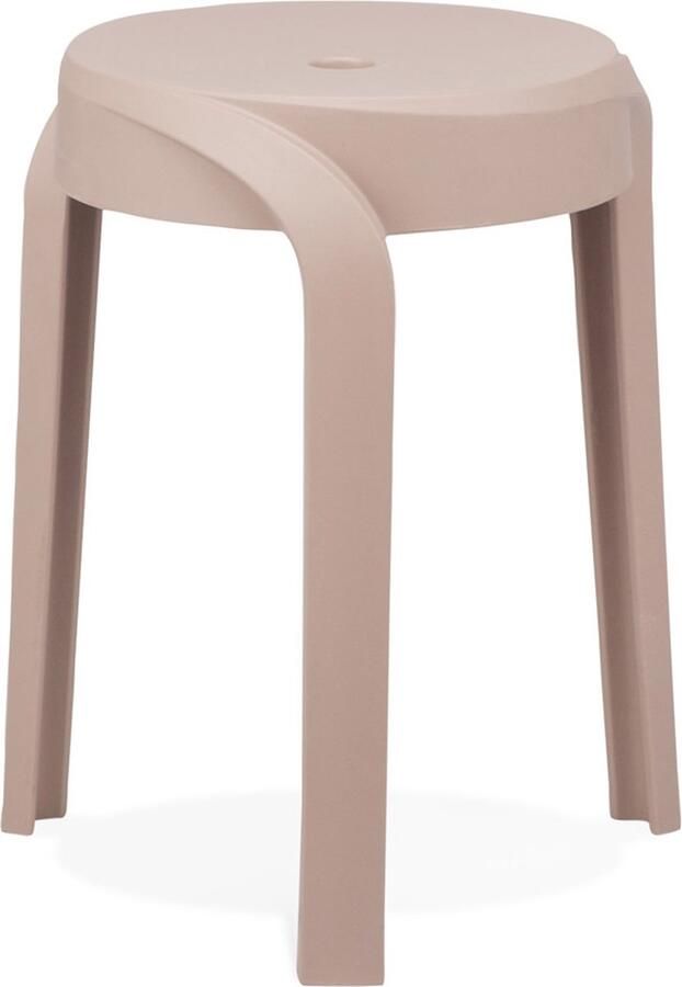 Alterego Design Alterego Stapelbare lage kruk 'POMPA' van beige kunststof