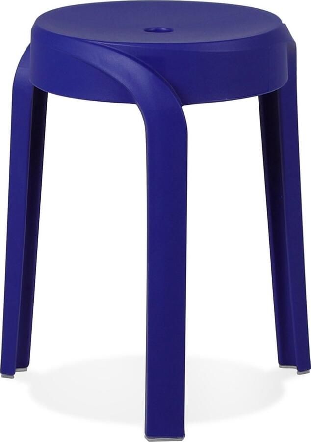 Alterego Design Alterego Stapelbare lage kruk 'POMPA' van donkerblauwe kunststof