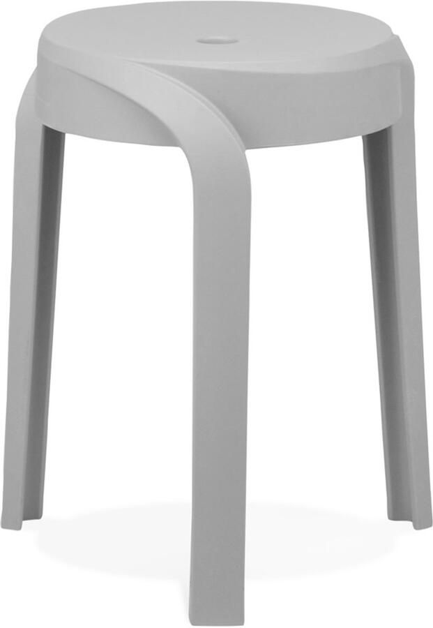 Alterego Design Alterego Stapelbare lage kruk 'POMPA' van grijze kunststof 35x35 5x45 cm