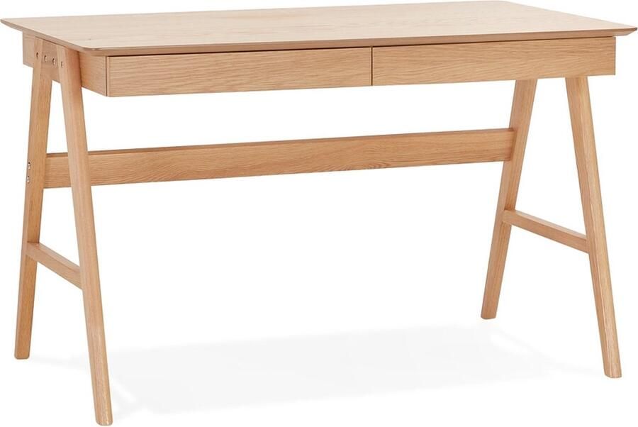 Alterego Design Alterego Rechte design bureau 'SIROKO' van natuurlijk hout 120x70 cm
