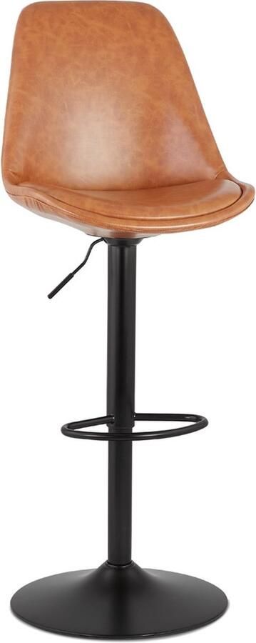 Alterego Design Alterego Verstelbare kruk 'RODEO' van bruine synthetische stof met zwarte poot