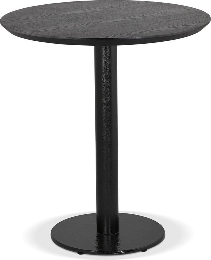 Alterego Design Alterego Rond eettafeltje 'BASTILLE' van hout en zwart gietijzer Ø 60 cm