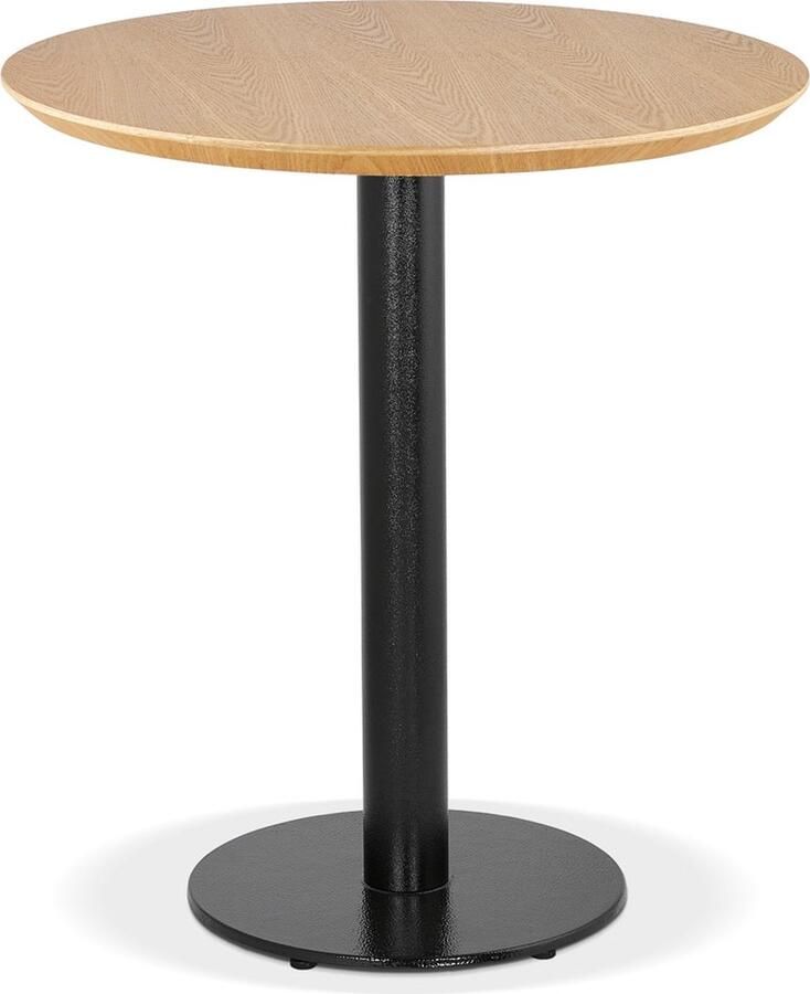 Alterego Design Alterego Rond eettafeltje 'BASTILLE' van natuurlijk afgewerkt hout en zwart gietijzer Ø 60 cm