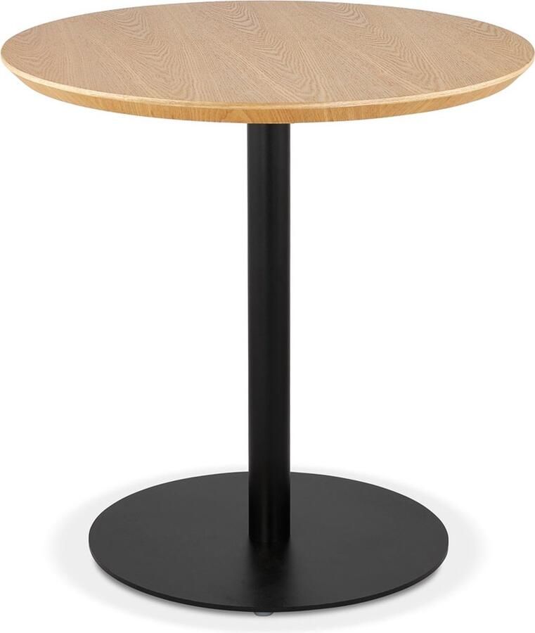 Alterego Design Alterego Rond eettafeltje 'DEXTER' van natuurlijk afgewerkt hout en zwart metaal Ø 60 cm