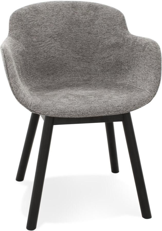 Alterego Design Alterego Stoel met armleuningen 'ROSSINI' van donkergrijze stof en poten van zwart hout 59x54x80 cm