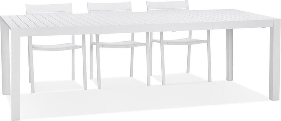 Alterego Design Alterego Uitschuifbare tuintafel 'SAMUI' van mat wit aluminium 180(240)x100 cm