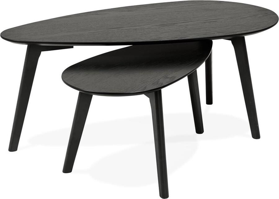 Alterego Design Alterego Bijzettafels ontwerp 'STOKOLM' in zwart hout