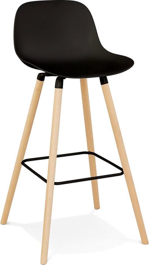 Alterego Design Alterego Tabouret de bar 'TATSU' noir avec pieds en bois naturel