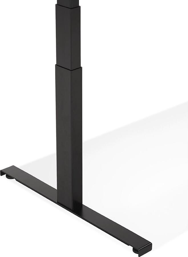 Alterego Design Alterego Zwarte ergonomische elektrische bureau 'TRONIK' met blad in natuurlijke houtafwerking 160x80 cm