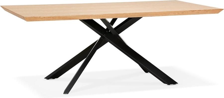 Alterego Design eettafel met x-vormige centrale voet 'WALABY' van hout met natuurlijke afwerking 200x100 cm