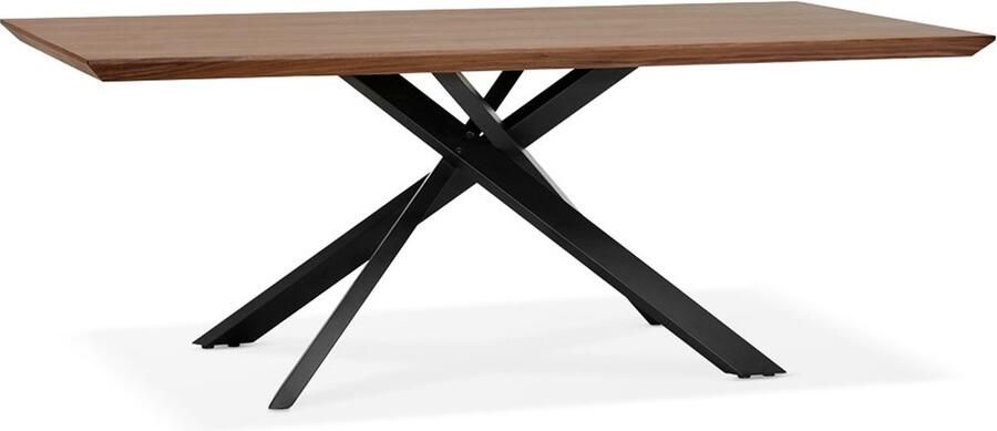 Alterego Design eettafel met x-vormige centrale voet 'WALABY' van hout met noten afwerking 200x100 cm