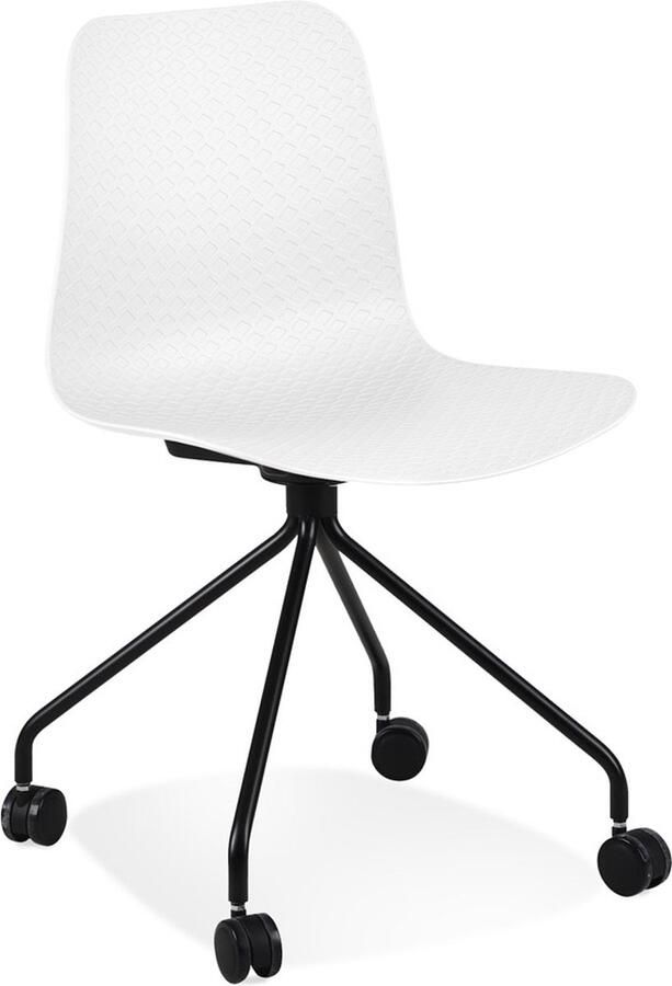 Alterego Design Alterego Witte design bureaustoel 'EVORA' op wieltjes