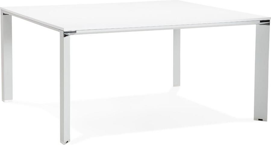 Alterego Design Alterego Witte vergadertafel bench-bureau 'XLINE SQUARE' 160x160 cm