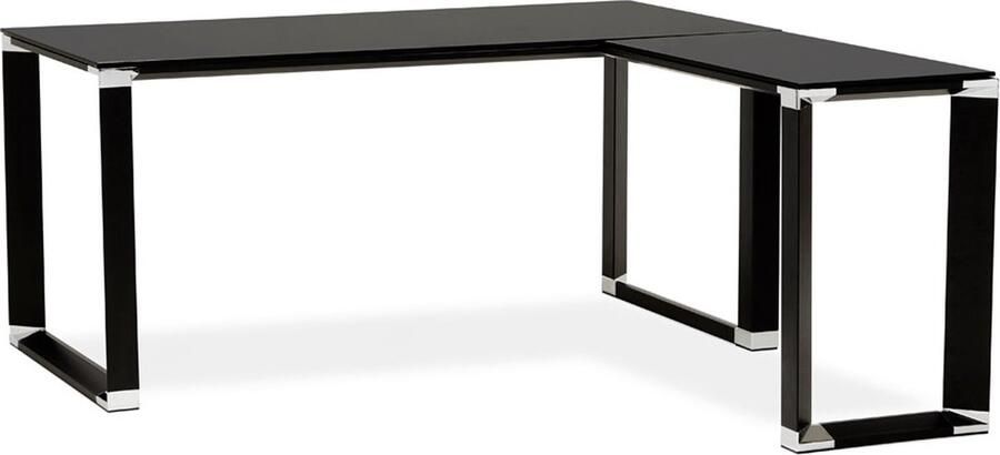 Alterego Design hoekbureau 'XLINE' van zwart glas (hoek naar keuze) 160 cm