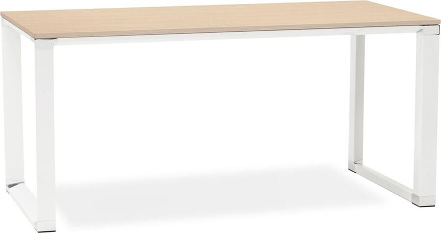 Alterego Design Alterego Recht design bureau 'XLINE' met natuurlijke houten afwerking en wit metaal 160x80 cm