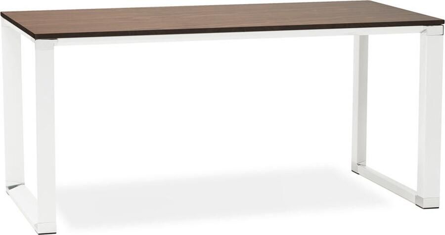 Alterego Design Alterego Recht design bureau 'XLINE' met notenhouten afwerking en wit metaal 160x80 cm