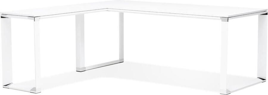 Alterego Design Alterego Groot hoekbureau van wit hout 'XLINE' (hoek naar keuze) 200 cm