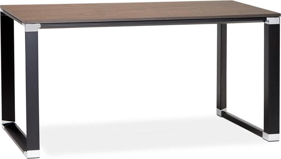 Alterego Design Alterego Klein recht designbureau 'XLINE' met notenhouten afwerking en zwart metaal 140x70 cm