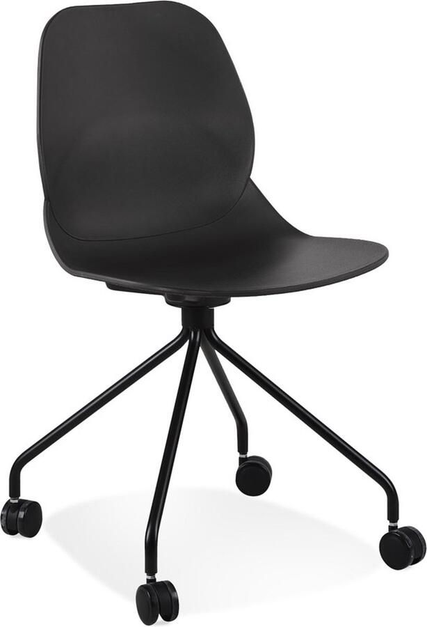 Alterego Design Alterego Zwarte bureaustoel 'NADIA' op wieltjes