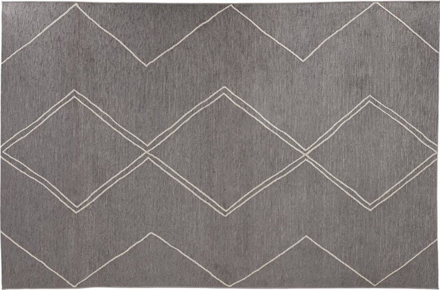 Alterego Design Alterego Donkergrijs design tapijt 'CYCLIK' met zigzagmotieven voor binnen buiten 200x290 cm