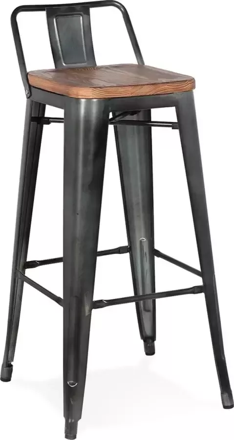 Alterego Design Alterego Donkergrijs metalen industriële barkruk 'MECANO