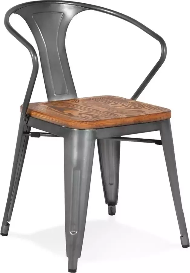 Alterego Design Alterego Donkergrijze metalen industriële stoel 'METROPOLIS
