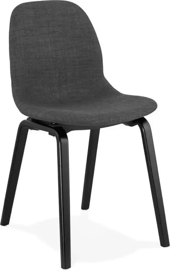 Alterego Design Alterego Eetkamerstoel 'CELTIK' van grijze stof en zwart houten poten